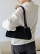 Сумка-багет на плече зі зручними довгими ручками FULI з екозамші чорного кольору П532 фото 3