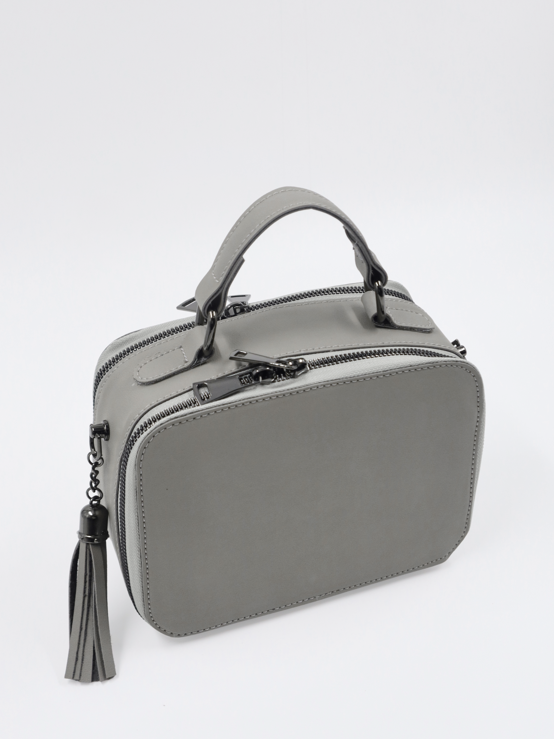 Сумка-кроссбоди коробочка FULI из экокожи серого цвета П412 фото